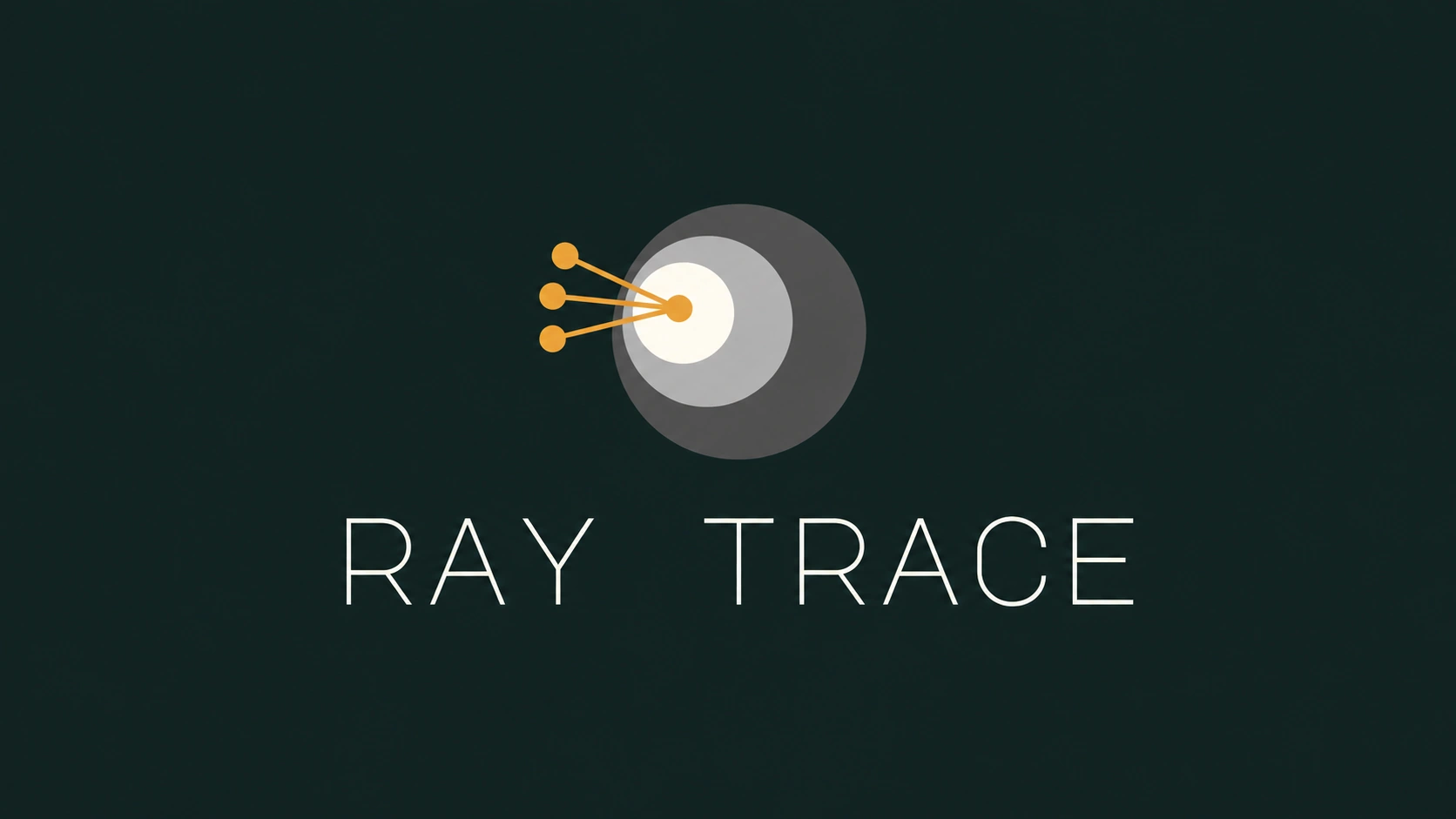 RayTrace nested circles, converging gold rays, and wordmark