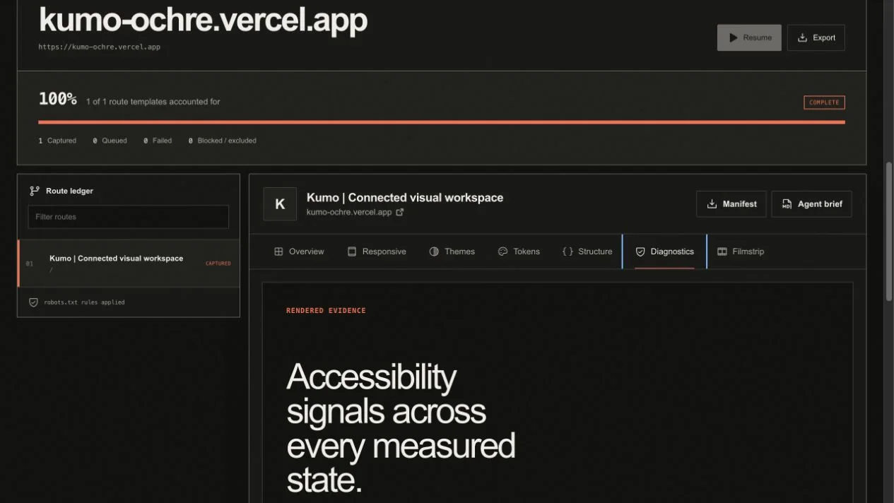 Site DNA diagnostics comparing accessibility signals across responsive and theme states